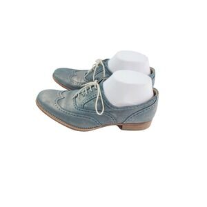 N.D.C Low-top Leather Oxfords, Women's Size 38.5, Blue/Metallic Color. KT